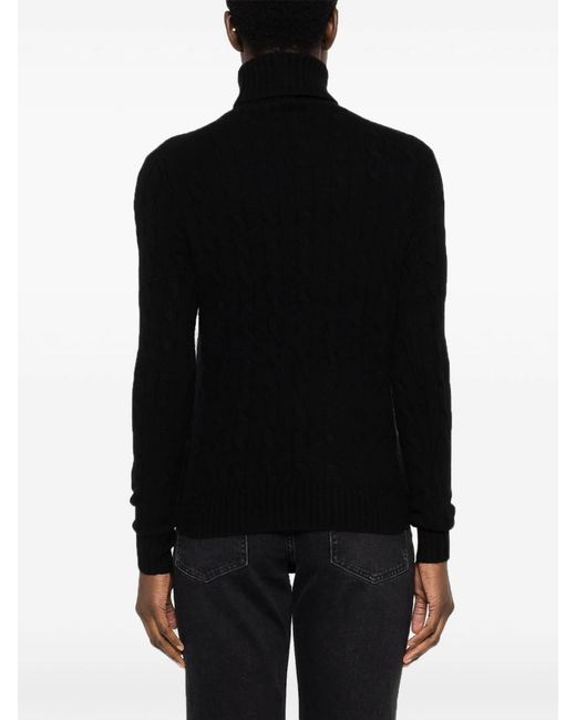 Polo Ralph Lauren Black Embroidered Logo Turtleneck Sweater