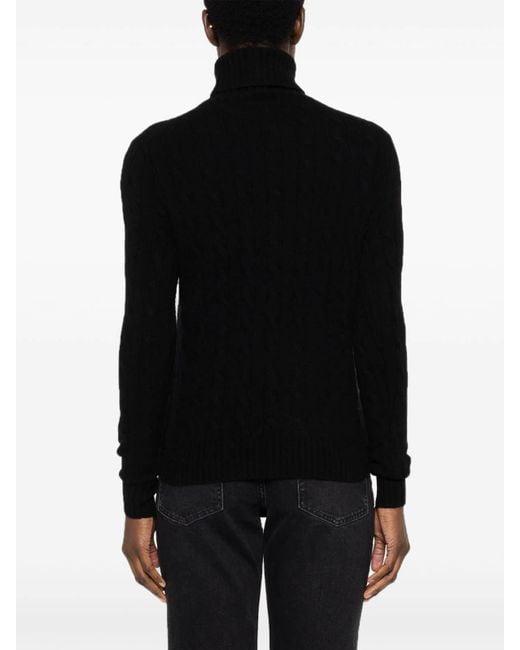 Polo Ralph Lauren Black Embroidered Logo Turtleneck Sweater