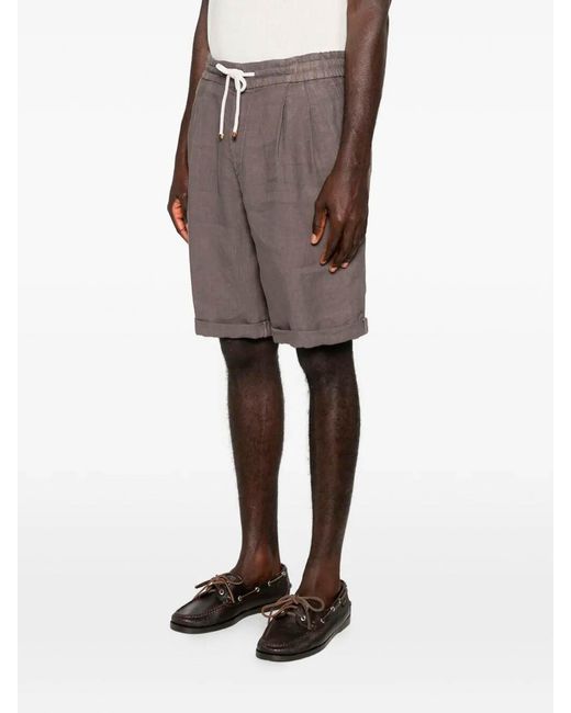 Brunello Cucinelli Gray Bermuda Shorts With Drawstring for men