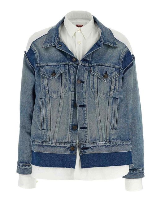 Junya Watanabe Blue Double-Layer Denim Front Shirt Jacket
