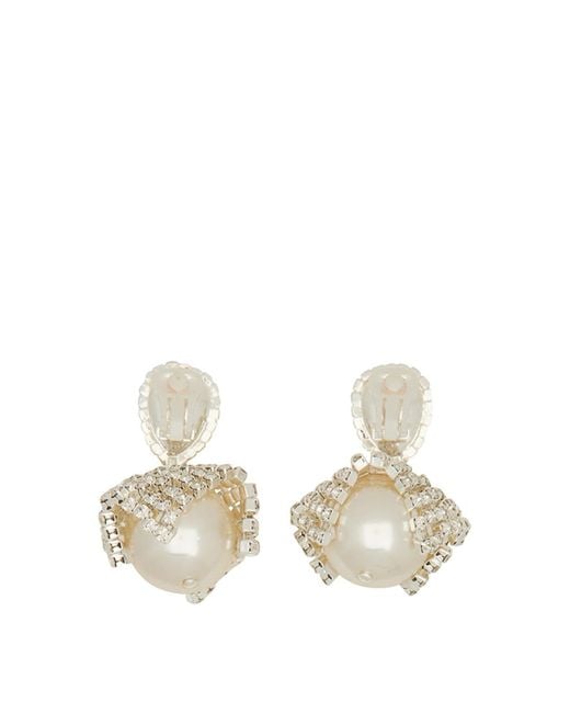 Magda Butrym White Earrings With Pearls