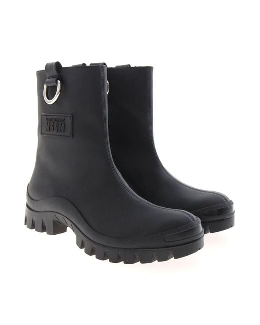 MSGM Black Rubberized Ankle Boots