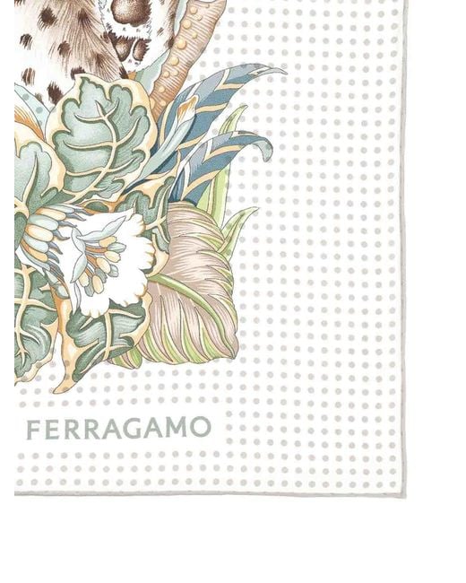 Ferragamo White Cheetahs Scarf