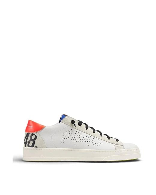 P448 White Sneakers Coral-Fluo for men