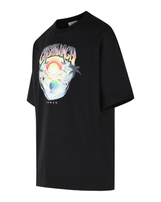 Casablanca Black Casa Airspray' Cotton T-Shirt for men