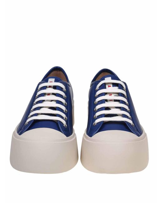 Marni Blue Leather Lace-Up Sneakers