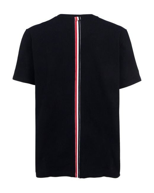 Thom Browne Black Striped Detail Cotton Polo for men