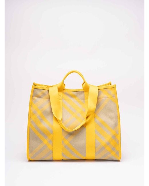 Burberry Yellow Leather Tote Bag for men