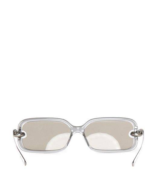 Bottega Veneta White Knot Rectangular Sunglasses
