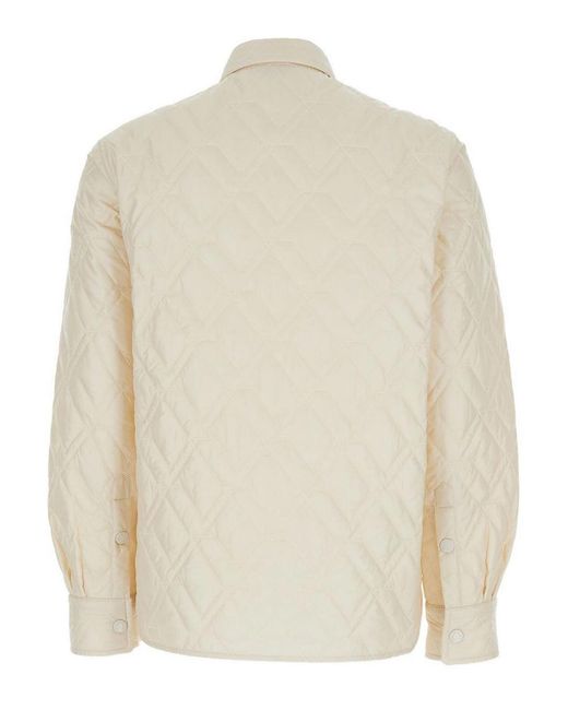 Moncler Natural Quilted Jacket With Buttons