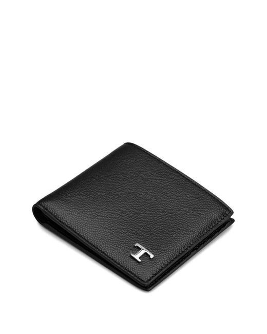 Tod's Black Leather Wallet With Logo Plaque for men