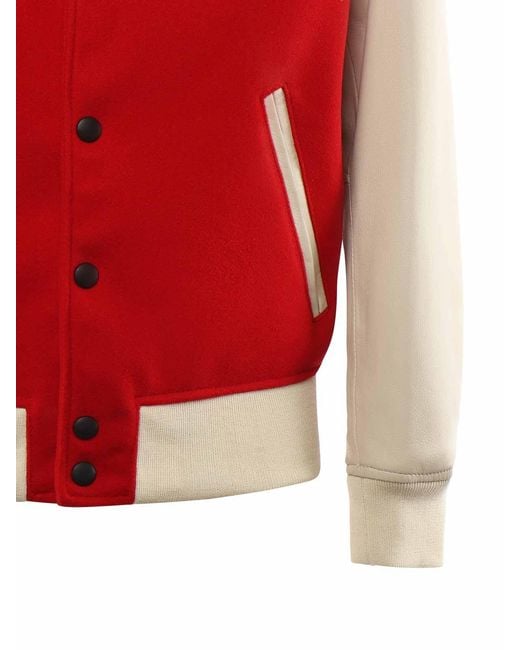 Giuliano Galiano Red Varsity Bomber Jacket for men