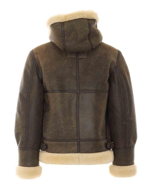 Schott Nyc Green Shearling Jacket for men