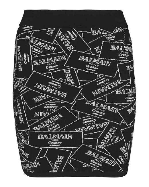 Balmain Black Short Knit Skirt