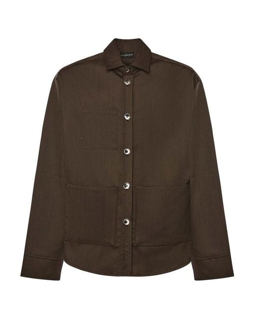 Giuliano Galiano Brown Tobhias Wool Shirt for men