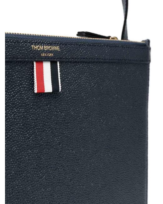 Thom Browne Black Logo-Print Leather Cross Body Bag
