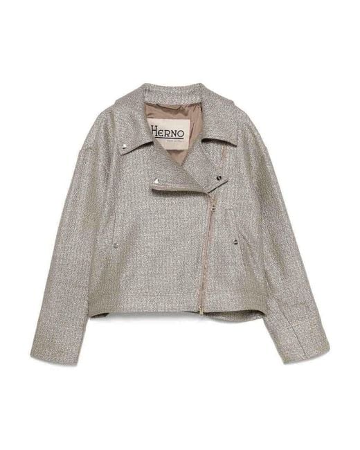 Herno Gray Biker Jacket