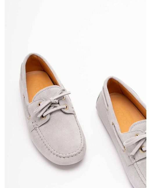 Tod's White Boat Gommino Loafers