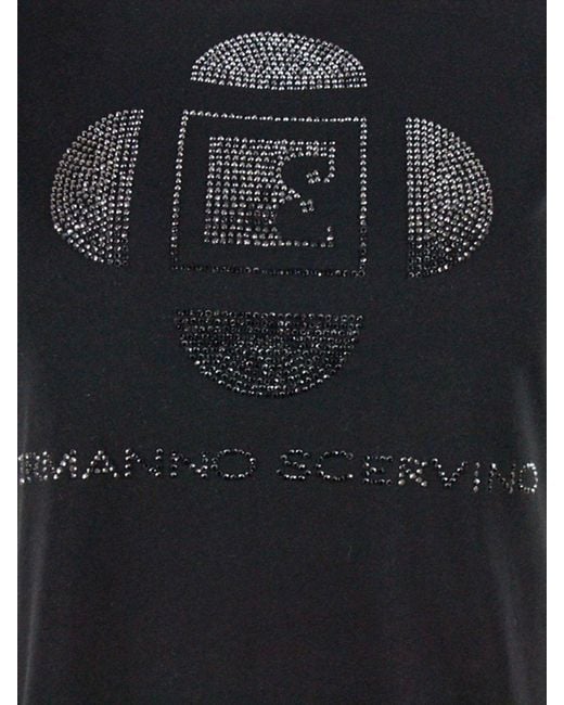 Ermanno Scervino Black Rhinestones T-Shirt