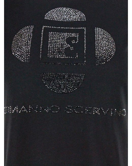 Ermanno Scervino Black Rhinestones T-shirt In