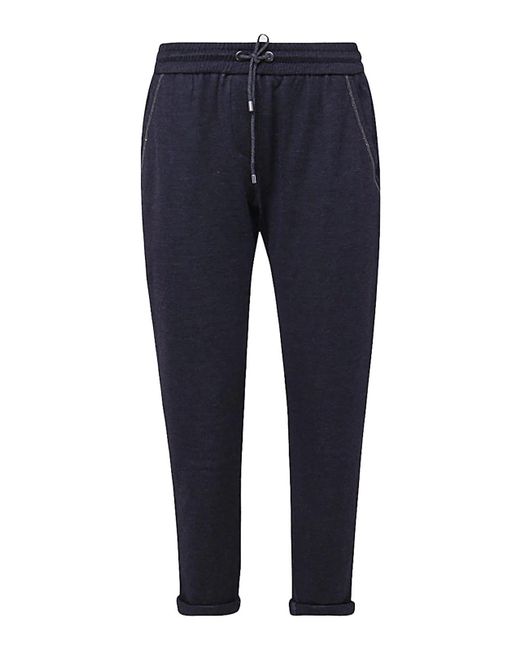 Brunello Cucinelli Blue Night Sky Cotton And Silk Blend Track Pants