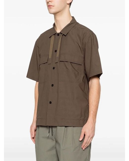 Sacai Brown Cotton Typewriter Shirt for men