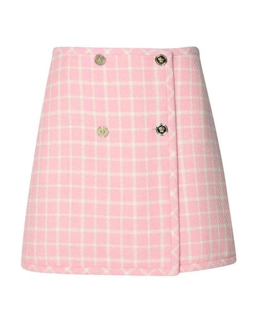 Versace Pink Check-Pattern Skirt