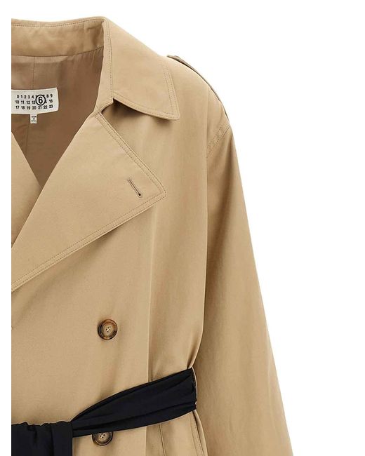 MM6 by Maison Margiela Natural Trench Coat With Gloves
