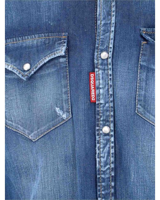DSquared² Blue Western Shirt for men