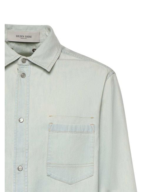 Golden Goose Deluxe Brand White Denim Overshirt for men