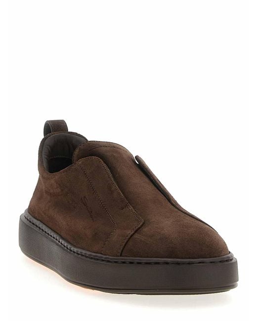Santoni Brown Victory Sneakers for men