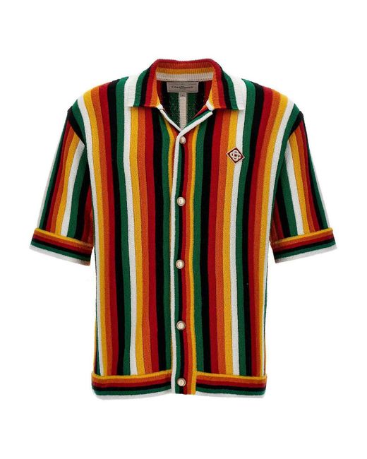 Casablancabrand Red Striped Towelling Shirt for men