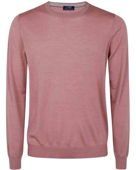 Barba Napoli Pink Round Neck Sweater for men
