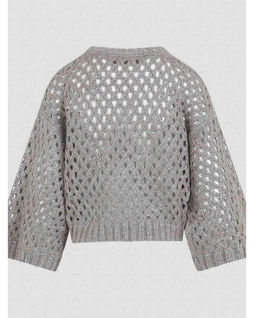 Brunello Cucinelli Gray Rete Sweater