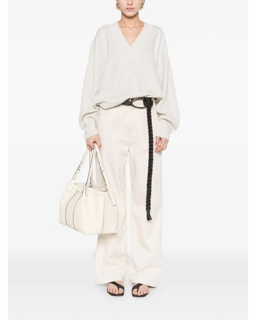 Brunello Cucinelli White Sparkling Cashmere Sweater