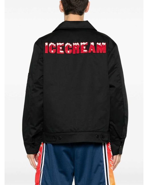 ICECREAM Black Logo Zipped Blouson Jacket for men