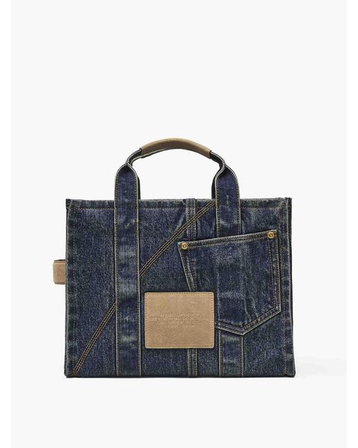 Marc Jacobs Blue The Medium Tote Denim Suede Pocket