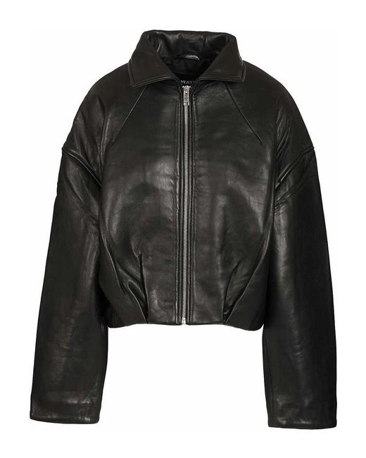 ROTATE BIRGER CHRISTENSEN Black Boxy Leather Jacket