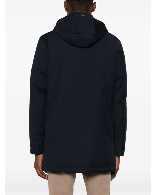 Herno Blue Long Down Jacket With Hood for men