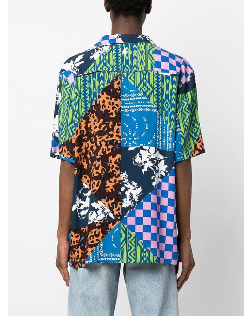 Marcelo Burlon Blue Mix Print Shirt for men