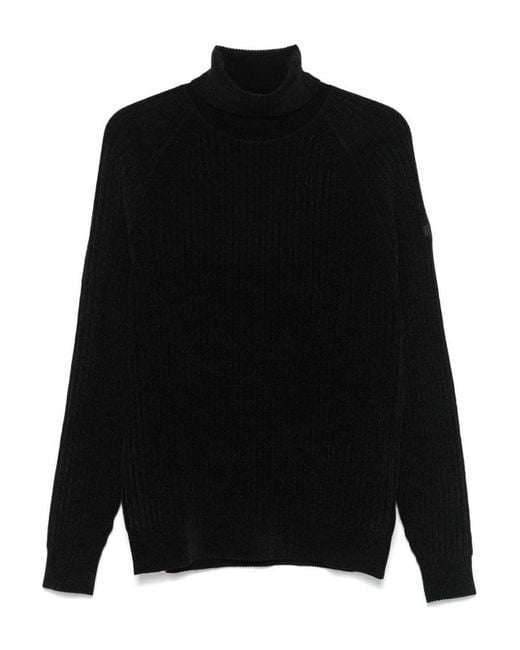 Rrd Black Ribbed Turtleneck Sweater for men