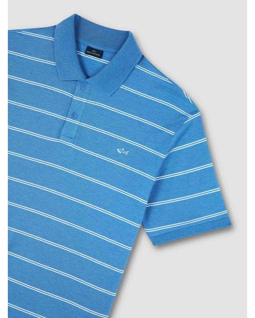 Paul & Shark Blue Double Pique Cotton Pole Lines for men