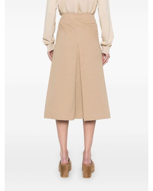 Semicouture Natural Cotton Midi Skirt