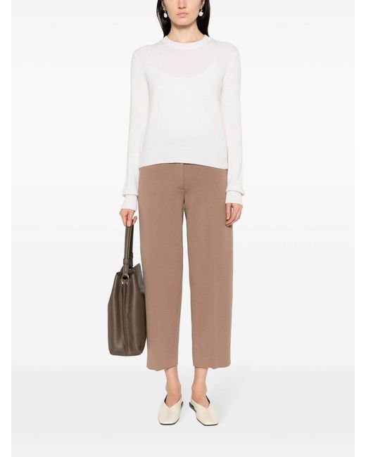 Lisa Yang White Mable Cashmere Crewneck Sweater