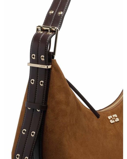 Ganni Brown Caramel Cafe' Medium Hobo Bag