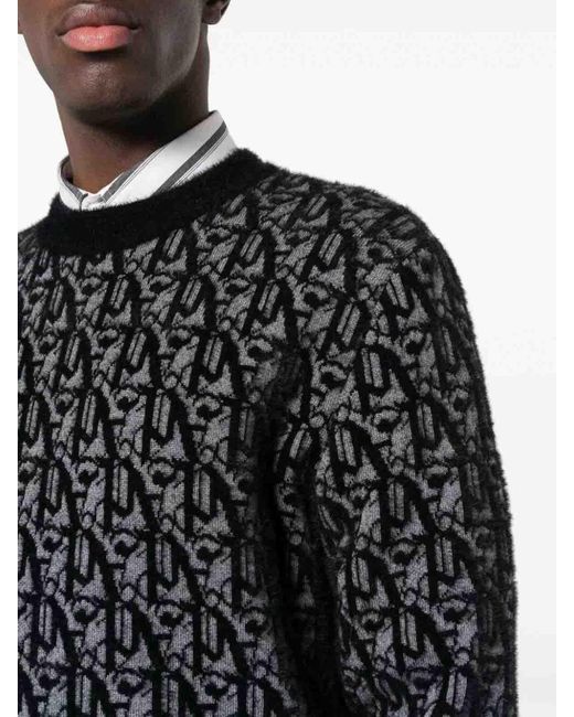 Palm Angels Black Monogram Crew-neck Sweater for men