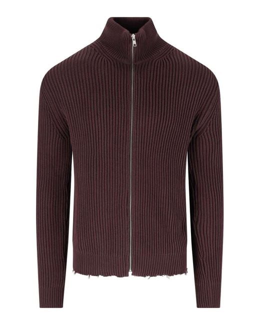 MM6 by Maison Margiela Purple Ribbed Zip Sweater for men