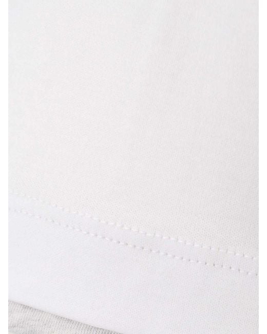 Brunello Cucinelli White Cotton T-Shirt With Contrasting Profiles for men