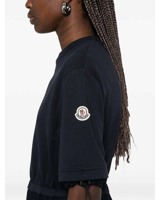Moncler Black Short-Sleeved Drawstring Midi Dress