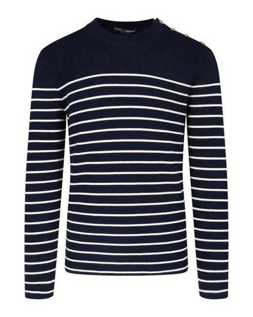 Dolce & Gabbana Blue Striped Sweater for men
